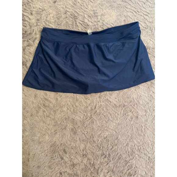 Basic Edition Womens Navy Blue Athletic Swim Skirt With Built-In Briefs - Picture 2 of 8